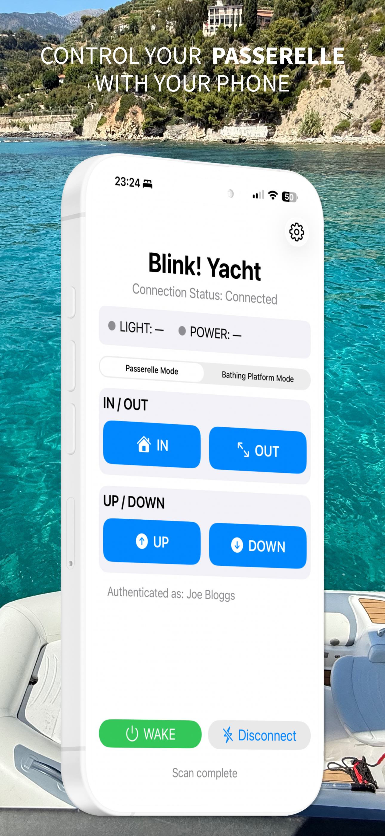 Passerello™ app — passerelle control screen